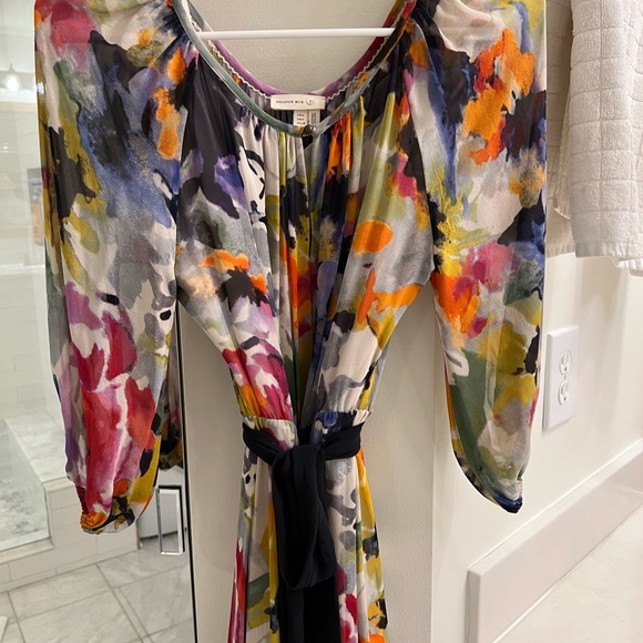 Anthropologie Meadow Rue Maxi Dress with black sash belt Size 0 - Picture 3 of 5